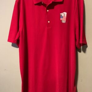 Greg Norman Collection Men’s XXL Red Polo Shirt Embroidered US Flag Twin Towers